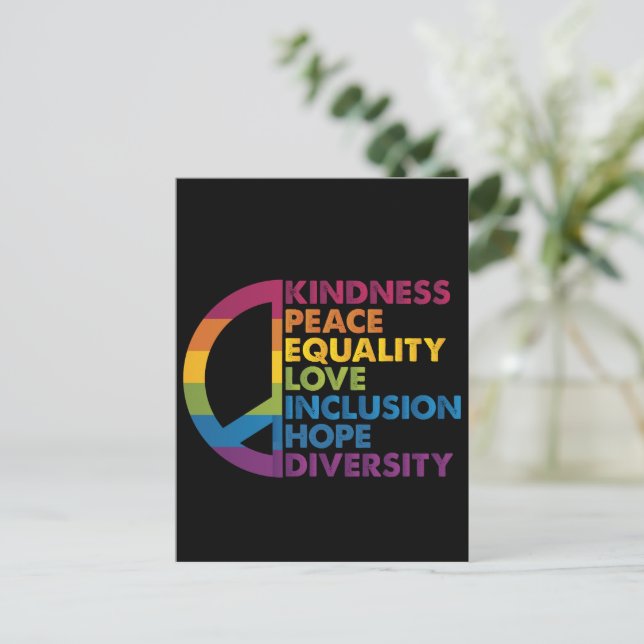 Postal Bondad Paz Igualdad Amor Inclusión Esperanza Diver (Anverso de pie)