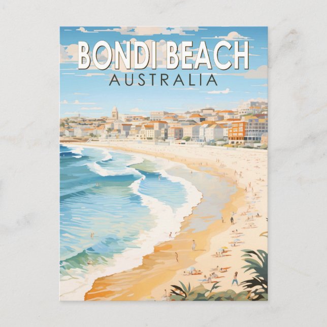 Postal Bondi Beach Australia Viaje con arte (Anverso)