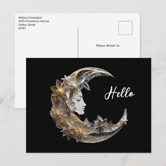 Postal Bonita cara en la luna (Anverso / Reverso)