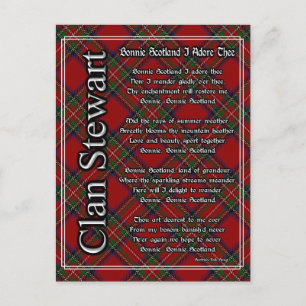 Postal Bonita Escocia te adoro Tartán Clan Stewart