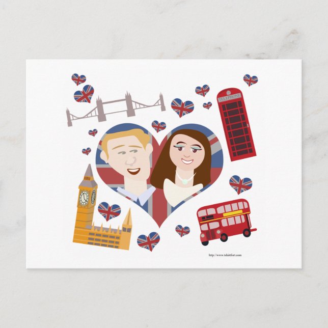 Postal Bonita pareja real Boda (Anverso)