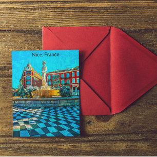 Postal Bonita pintura al óleo de la plaza Massena