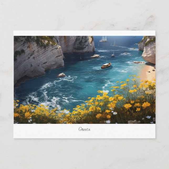 Postal Bonita playa en Grecia (Anverso)