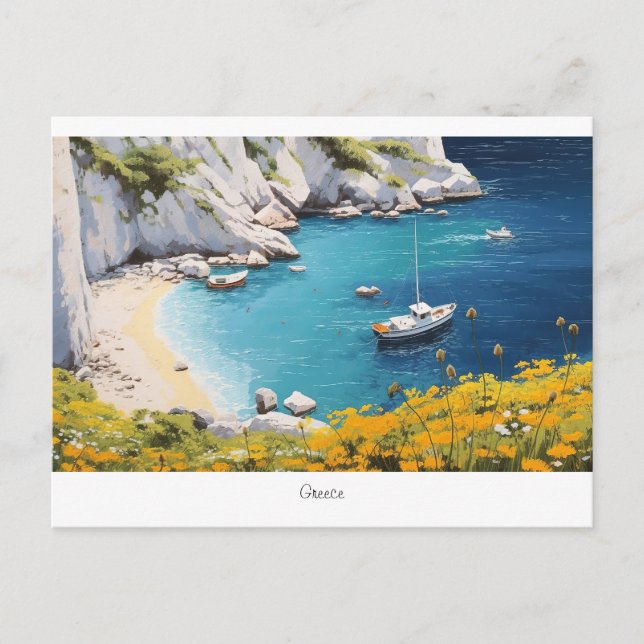 Postal Bonita playa en Grecia (Anverso)