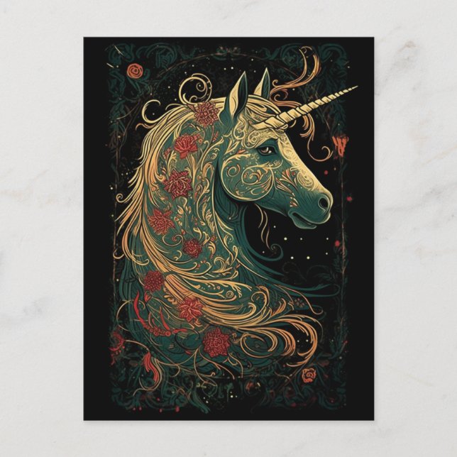 Postal Bonita unicornio (Anverso)