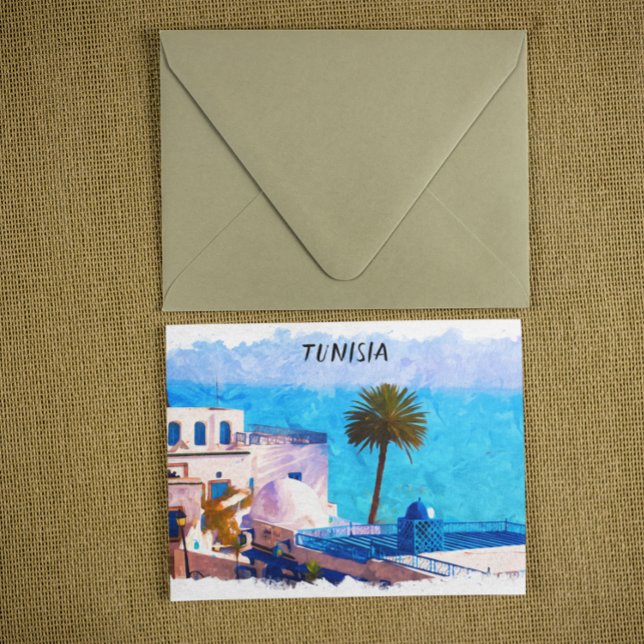 Postal Bonita vista panorámica de Túnez (tunisia africa travel postcard)