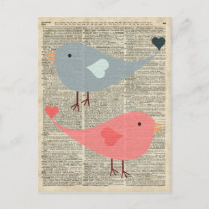 Postal Bonitas Aves Personalizados En La Página Del Libro