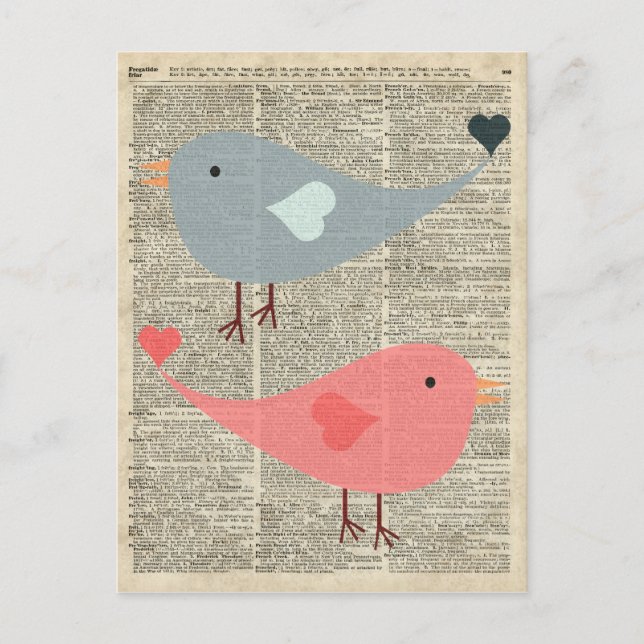 Postal Bonitas Aves Personalizados En La Página Del Libro (Anverso)