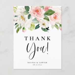 Postal Bonito acuarela Boda de flores jardín gracias