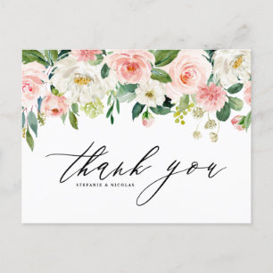 Postal Bonito acuarela Boda de flores jardín gracias