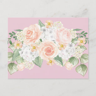 Postal Bonito acuarela Floral Bouquet Roses rosados