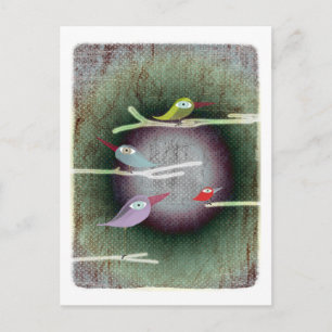 Postal bonito amor pájaros poema luna magia esperanza lom