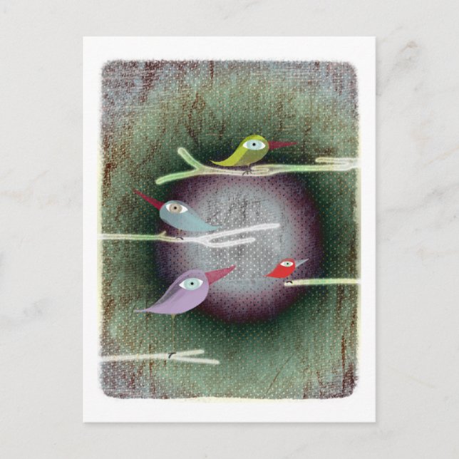 Postal bonito amor pájaros poema luna magia esperanza lom (Anverso)