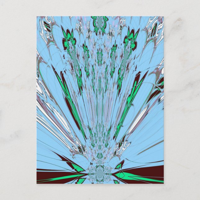 Postal Bonito Aqua Blue Amazon Floral Motif Art (Anverso)