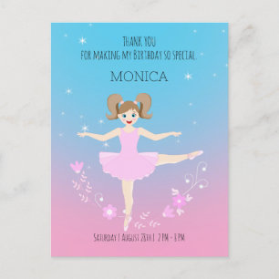 Postal Bonito Ballerina chica Fiesta de cumpleaños