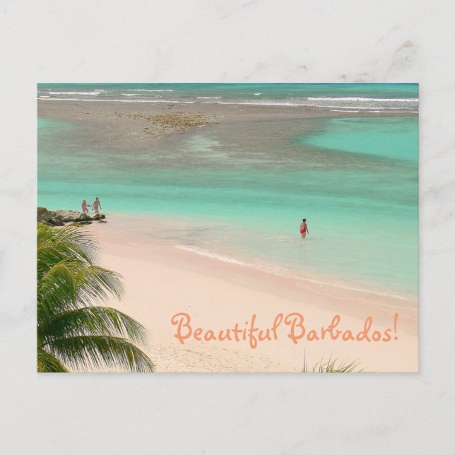 POSTAL BONITO BARBADOS"/PLAYA Y AGUA AQUÍ (Anverso)