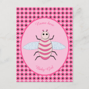 Postal Bonito Bebé Rosa Bee Personalizado