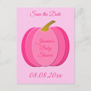 Postal Bonito Bebé Rosa Calabaza Personalizado Baby Showe