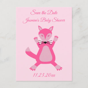 Postal Bonito Bebé Rosa, Personalizado Fox