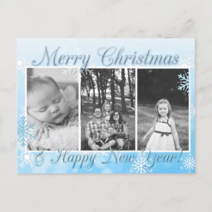 Postal Bonito Blue Snowflakes Feliz Año Nuevo