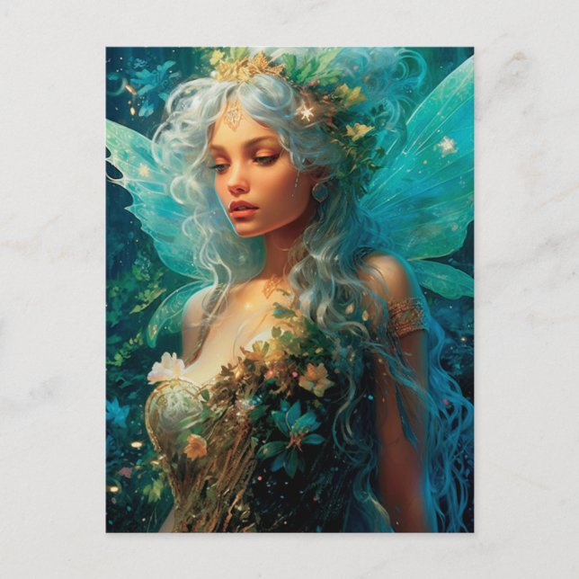 Postal Bonito Blues Fairy Chica Fantasy Art Postcard (Anverso)