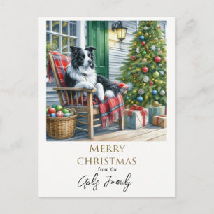 Postal Bonito Border Collie Navidad de vacaciones 