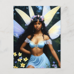 Postal Bonito Chica de hadas negras Melanin Magic Art