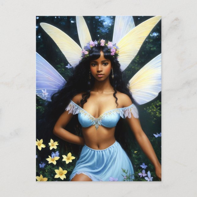 Postal Bonito Chica de hadas negras Melanin Magic Art (Anverso)