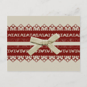 Postal bonito Chica Kawaii Red Lace Beige Bow