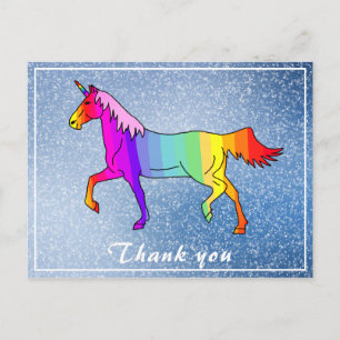 Postal Bonito Chica unicornio cumpleaños gracias