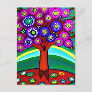 Postal Bonito colorido y caprichoso arte folclórico