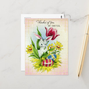 Postal bonito conejo retro vintage de Pascua Holiday