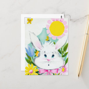 Postal bonito conejo retro vintage de Pascua Holiday