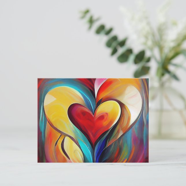 Postal Bonito corazón de pintura (Anverso de pie)