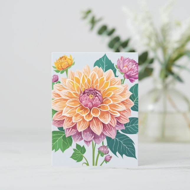 Postal Bonito Dahlia (Anverso de pie)