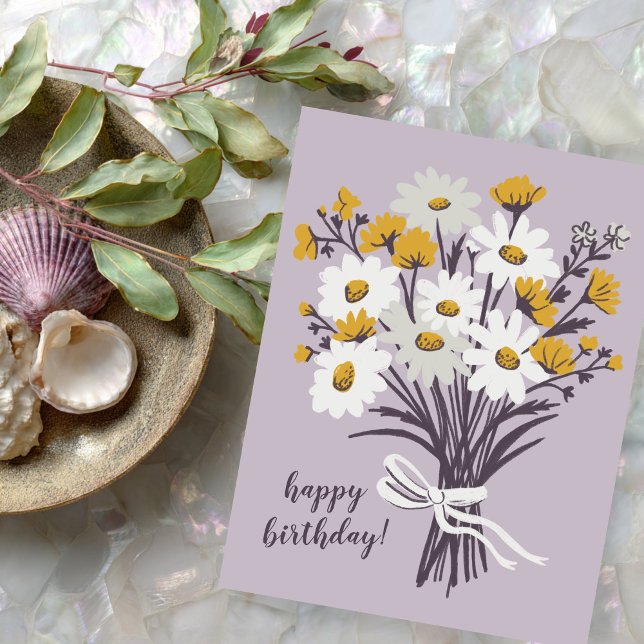 Postal Bonito Daisy Bouquet PERSONALIZADO Feliz cumpleaño (Pretty Daisy Bouquet CUSTOM Happy Birthday Postcard
)