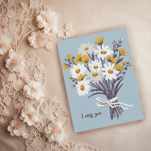 Postal Bonito Daisy Bouquet TE ECHO DE MENOS, dulce PERSO