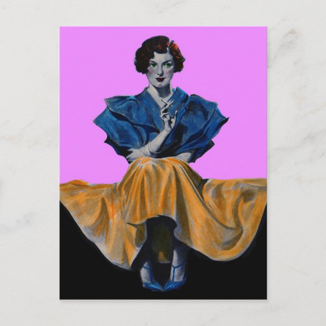 Postal bonito de 1934 disfrutando de un Chesterfield (Anverso)