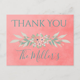 Postal Bonito De Boda De País Rosado Gracias
