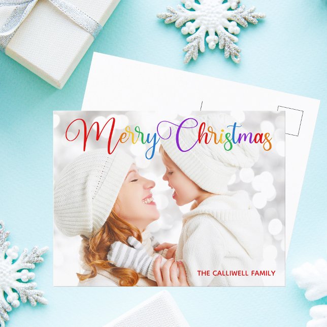 Postal Bonito de fotos de la familia Rainbow Script de na (Subido por el creador)