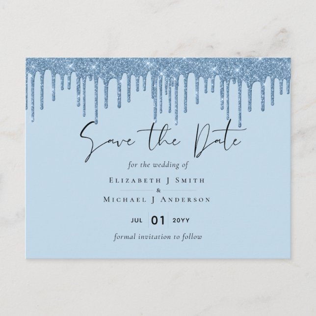 Postal Bonito de presupuesto Boda Purpurina de AZUL Giral (Anverso)