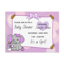 Bonito Elefante Púrpura Chica Baby Shower