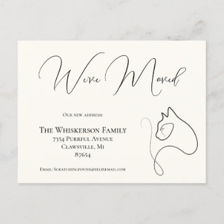 Postal Bonito gato negro e marfil hemos movido la Invitac