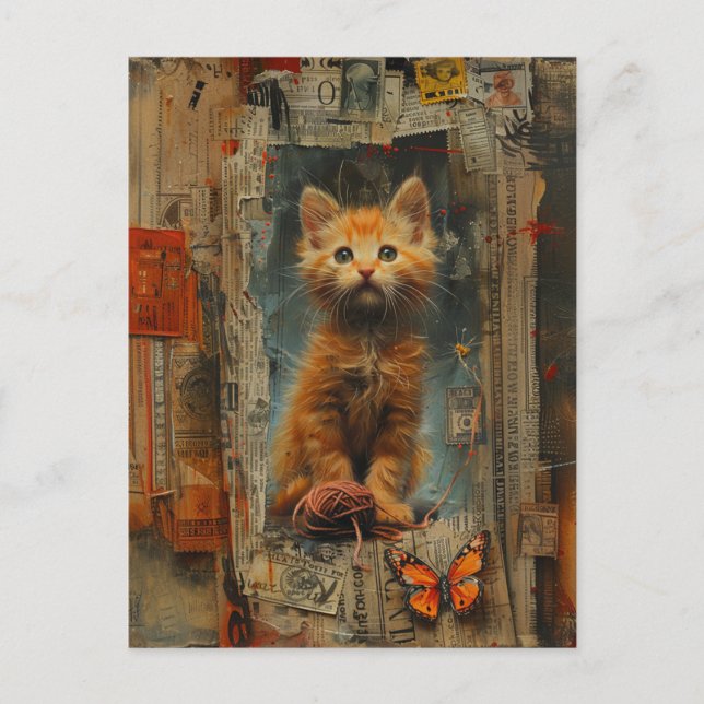 Postal Bonito Ginger Kitten Collage (Anverso)
