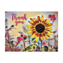 Bonito girasol amarillo y flores rosas gracias