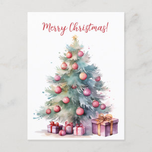 Postal Bonito gráfico de arte acuático de árbol de Navida
