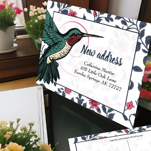 Postal Bonito Hummingbird & Pink Flower Ventilan Nueva di