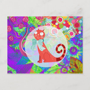Postal Bonito Kitty Crazy Cat Lady Regalos vibrantes colo