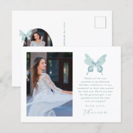 Postal Bonito Mariposa Azul Foto Quinceanera Gracias