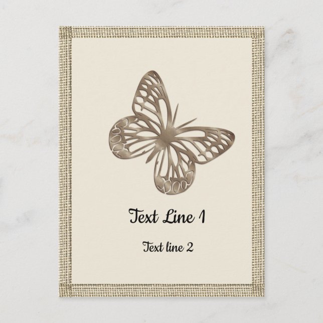 Postal Bonito Mariposas de oro Gracias Fiesta Bebé (Anverso)